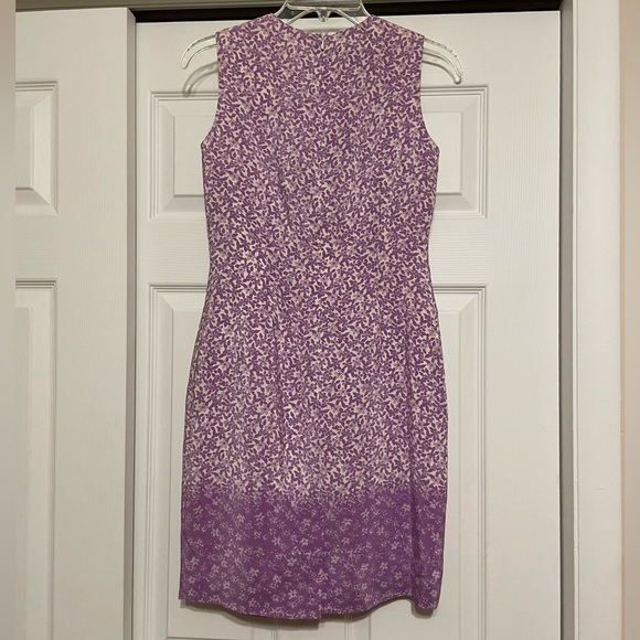Talbots 100% Pure Silk Lavender Floral Dress - Size 2P - Picture 4 of 8